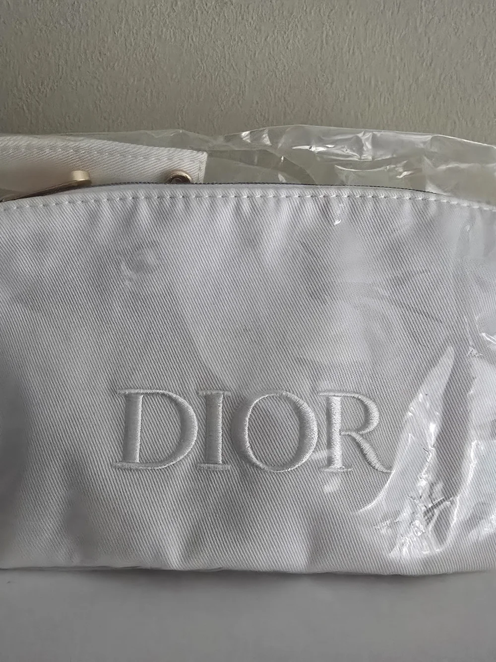 Dior Beauty White Canvas Cosmetic Pouch
